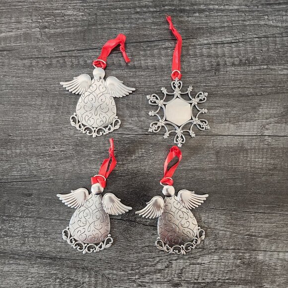 Hanging Christmas Ornaments Angel with Wings and Snowflake Set of 4 - Picture 2 of 10